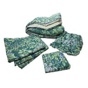 Vintage Laura Ashley Bramble Berry Floral Print Daybed 6 Piece Bedding Set Green